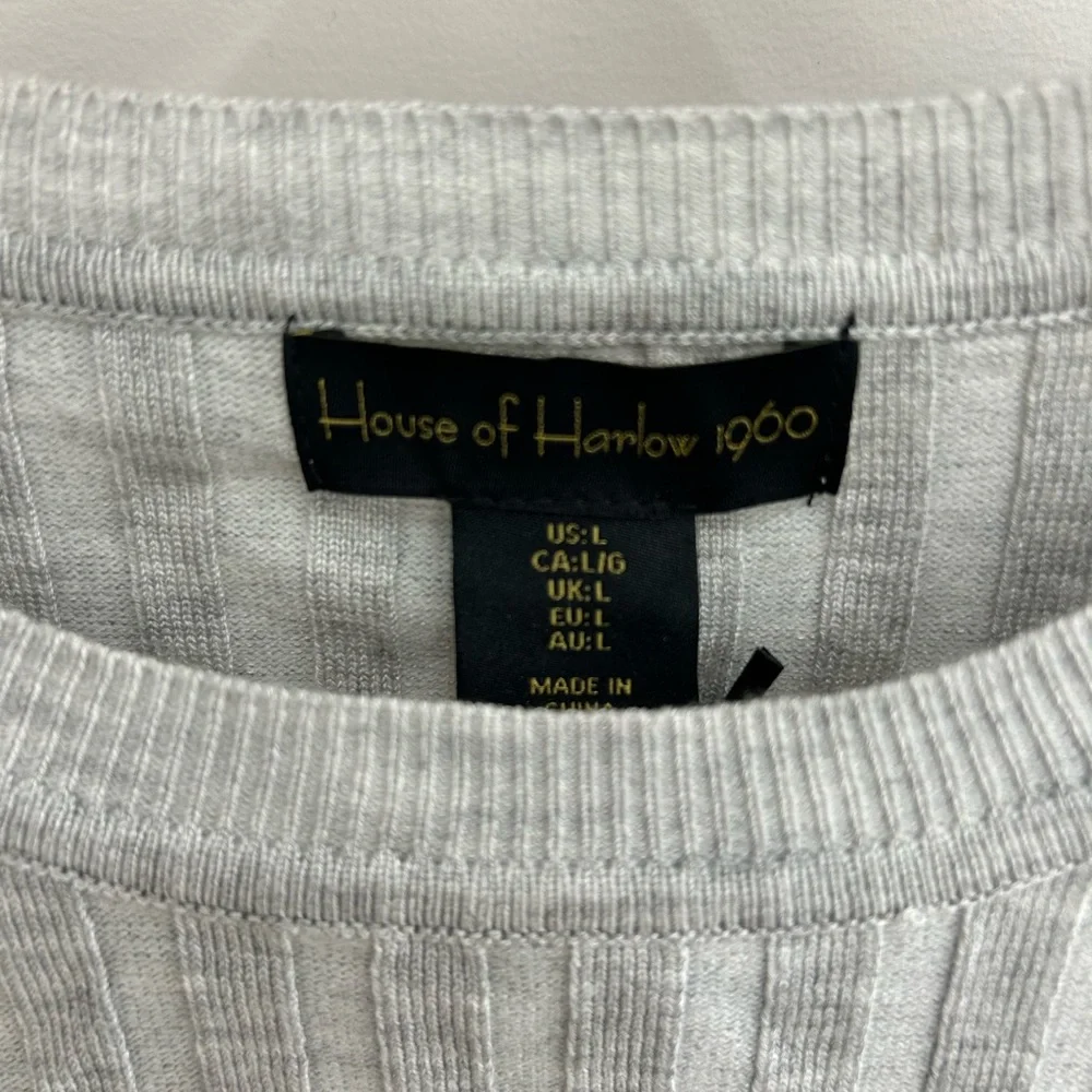 House of Harlow 1960 Gray Ribbed Long Sleeve Cropped Y2K Top Women’s Size L NWT - Picture 2 of 8